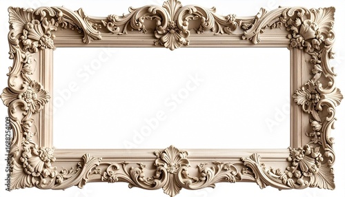 Vintage Ornate Gold Picture Frame Isolated on White Background