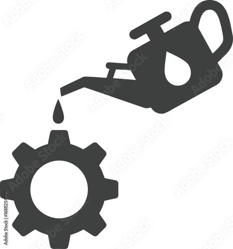 Lubricant oil pouring into gear mechanism for smooth industrial operation and maintenance vector