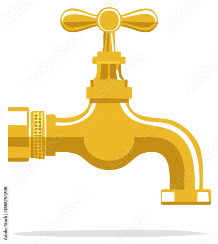 Golden Water Tap with a T-Shaped Handle and an Elegant Curved Spout