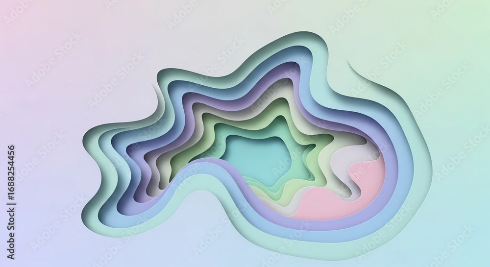 Fototapeta premium Abstract layers papercut pastel colors background texture design art graphic
