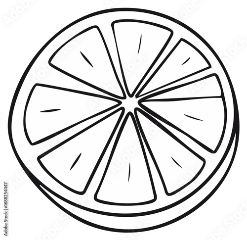 Outlined Citrus Fruit Slice Illustration, Orange, Grapefruit, Lemon, Lime Cross Section