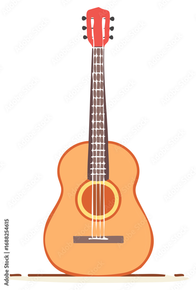 Obraz premium Stylized Classical Acoustic Guitar Musical Instrument Illustration