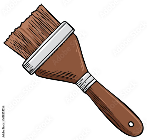 Handheld Paintbrush with Wooden Handle and Bristles