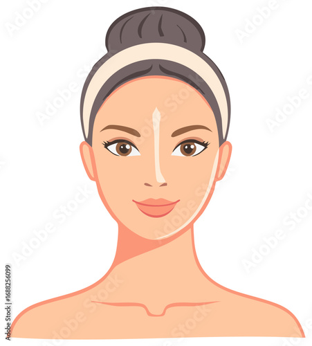 Woman with Top Knot and Headband Showing Clean Skin and Subtle Makeup