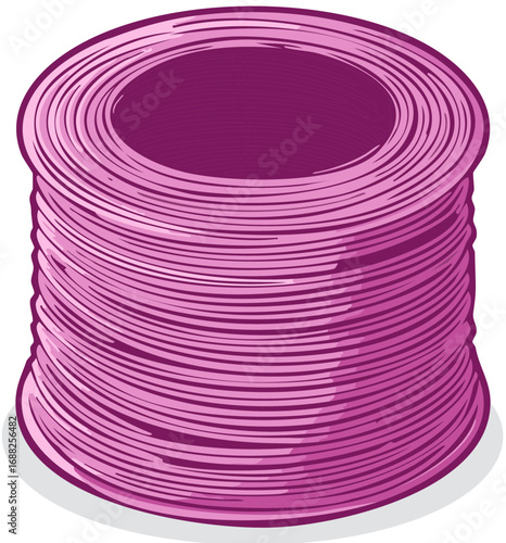 Bright Pink Thread Spool Illustration Vivid Color Sewing Supply