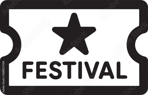 Festival ticket outline icon silhouette vector, perfect for event design, celebration, and party themes.