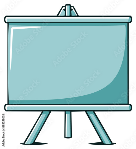 Blank presentation projector screen on a tripod stand cartoon illustration for business or educational use
