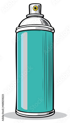 Teal Aerosol Spray Paint Can Sketch Style Illustration Aerosol Paint Spraying Equipment Colorful Spray Paint Bottle for Graffiti