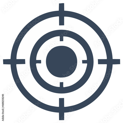 Abstract Dark Blue Target Symbol with Concentric Circles and Crosshairs