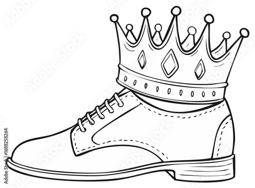 black and white shoe with crown clip art preview