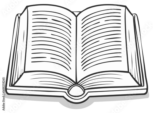 Open Book Illustration with Lines and Shadow for Reading and Education