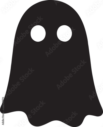 Cute ghost with round eyes silhouette vector, ideal for Halloween, fun, and spooky designs.