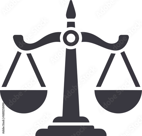 Justice scales icon symbol of law equity fairness balance judgment legal court decision authority vector