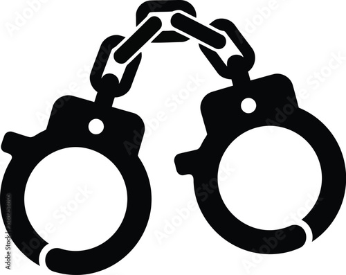 Symbolic icon of handcuffs representing justice security law crime punishment arrest and security vector