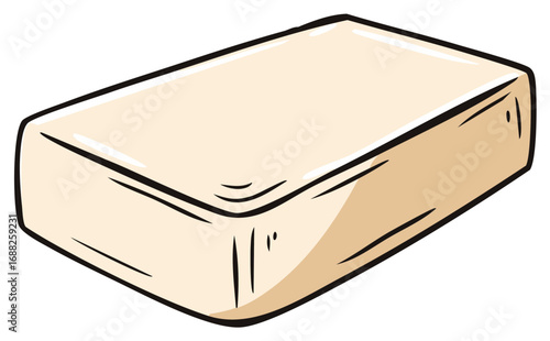 Simple beige mattress cartoon illustration comfortable bedding element