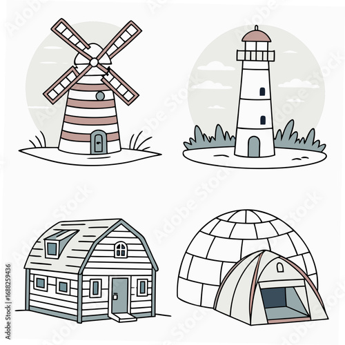windmill on the hill vector 