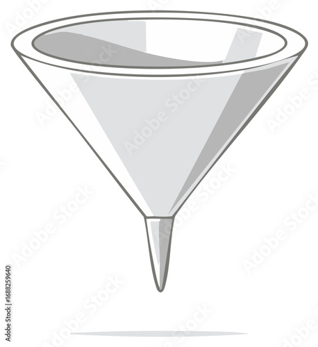 Grey Funnel Illustration for Liquid Transfer in Kitchen or Laboratory Uses