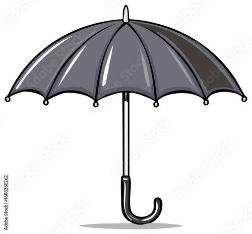Grey cartoon umbrella isolated illustration on a white background