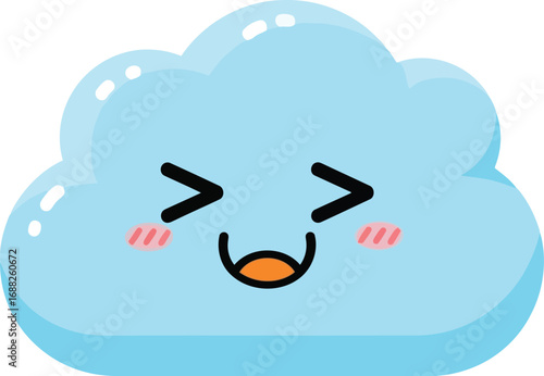 Cute kawaii cloud character with smiling face and blushing cheeks adorable weather icon vector