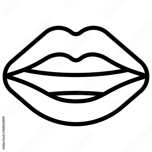 Speaking Lips Outline Icon Design Vector - Lips symbolizing speaking, voice, or communication through words