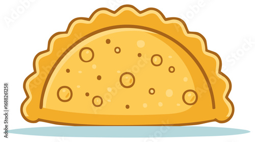 Illustration of a delicious-looking Empanada, a fried or baked savory pastry turnover filled with a variety of ingredients.
