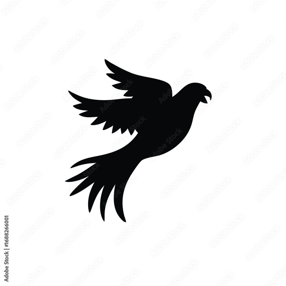 Obraz premium Black silhouette of a bird in flight flying wings