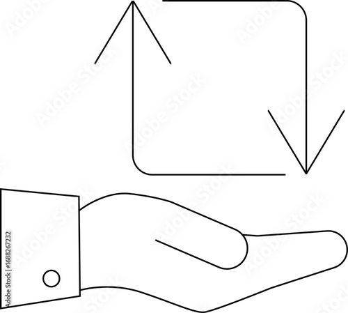 hand icon carrying a repost icon with a white background
