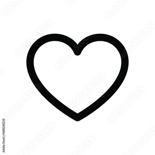 A black empty heart shape. Editable stroke. Vector icon illustration