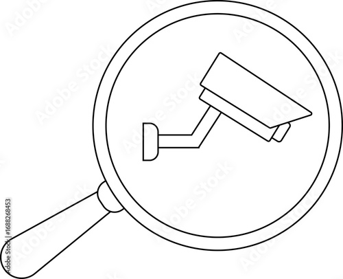 magnifying glass icon and CCTV icon with white background