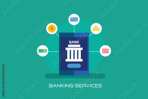 Banking application offering a range of services including account statements, deposits, investments, loans, fund transfers, and payments.
