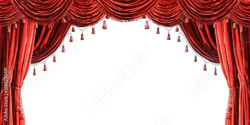 Rich red velvet theater curtains with ornate tassels