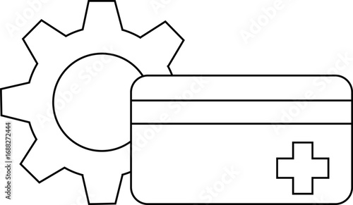 gear icon and insurance card icon with white background