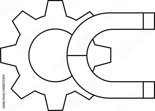 gear icon and magnet icon with white background
