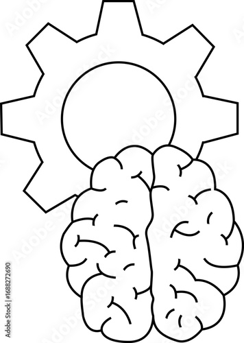 gear icon and brain icon with white background
