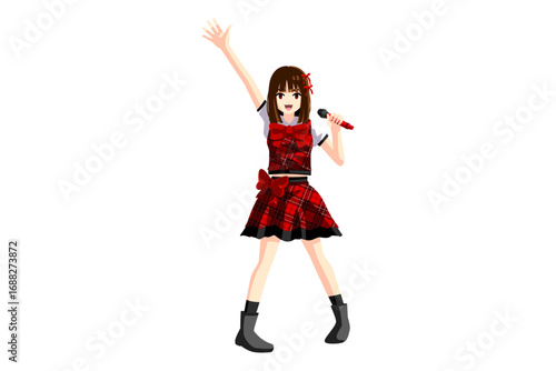 アイドル　女性　赤　歌う