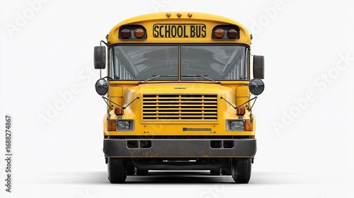 Front view of a classic yellow school bus