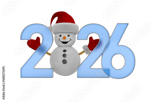 2026 new year. Snowman on w...