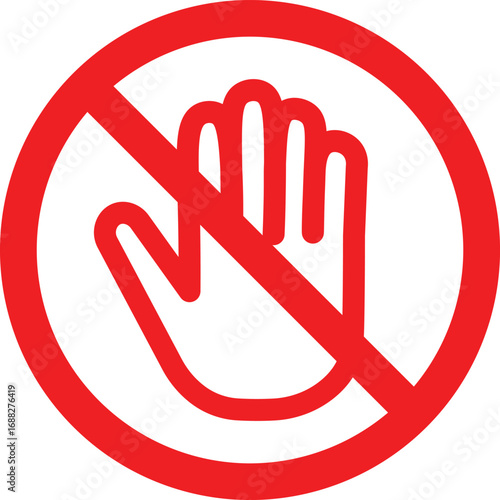 Red stop hand block octagon sign or Adblock or do not enter or forbidden icon. Red and black stop sign with hand icon set
