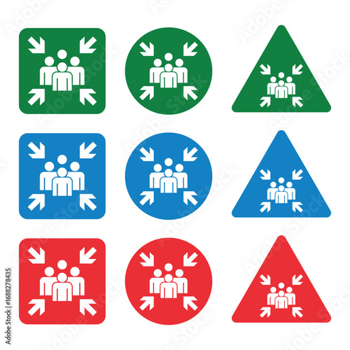 Emergency assembly point sign. Assembly point sign symbol vector illustration isolated on white background.