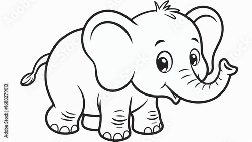 Adorable cartoon elephant with large ears animal illustration
