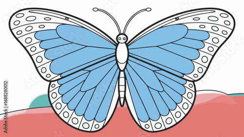 Blue Butterfly with Colorful Ground insect blue wings