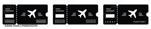 Plane ticket template. Airplane flight ticket blank. Boarding pass. Vector illustration.