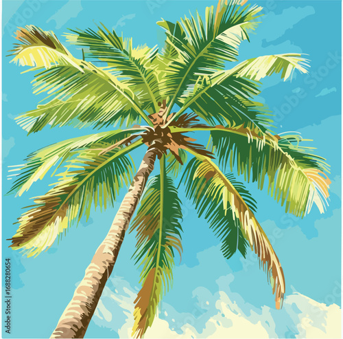 palm, tree, tropical, sky, coconut, palm tree, beach, nature, green, summer, leaf, leaves, island, vacation, plant, exotic, paradise, holiday, travel, sea, relax, palm trees, ocean, sun, branch