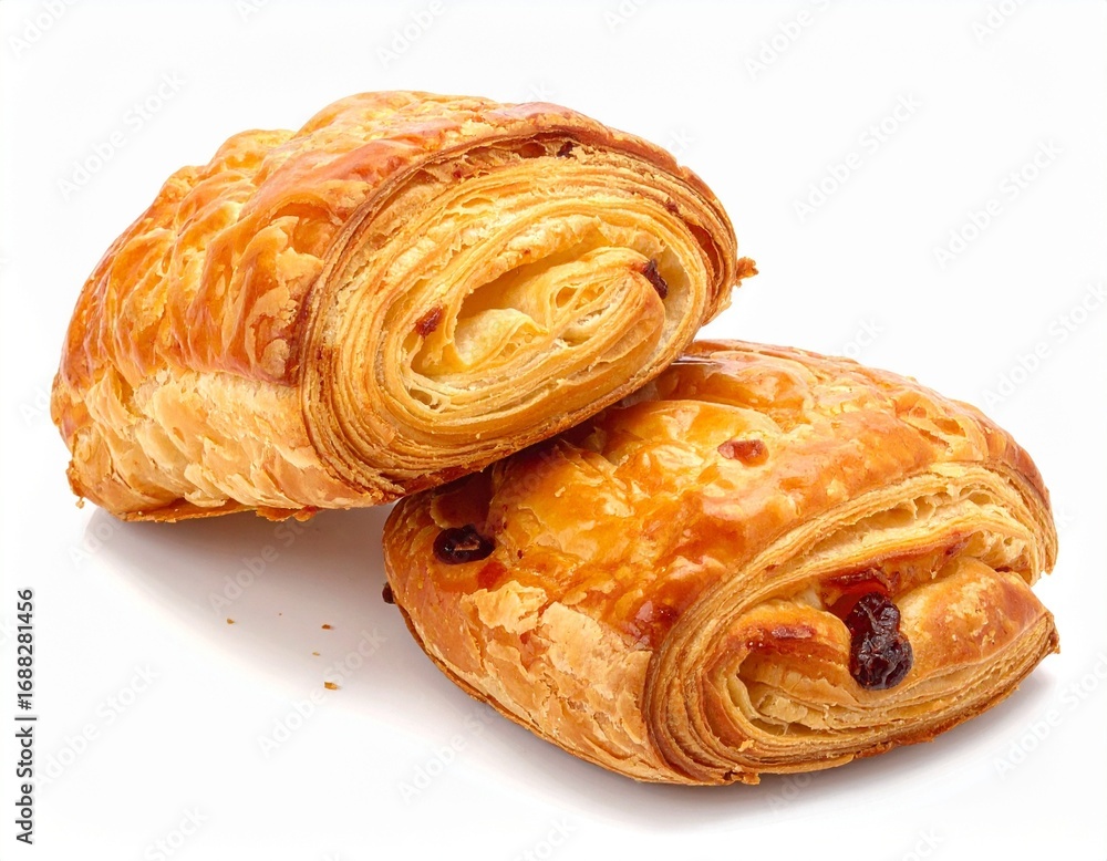 Fototapeta premium Flaky Puff Pastries with Custard Filling and Fruit Accents