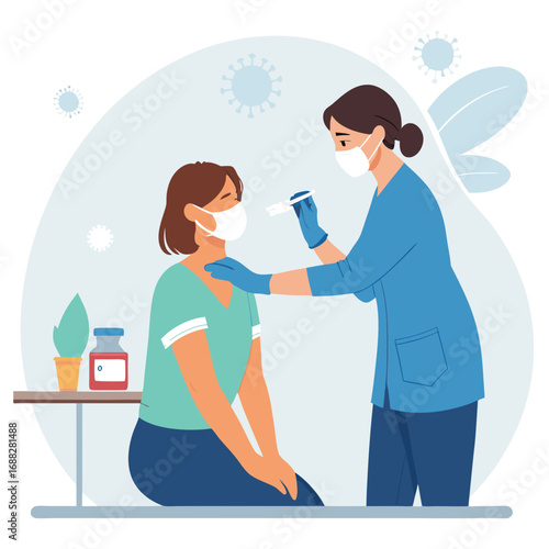 Medical Professional Administering a Vaccine to a Patient.