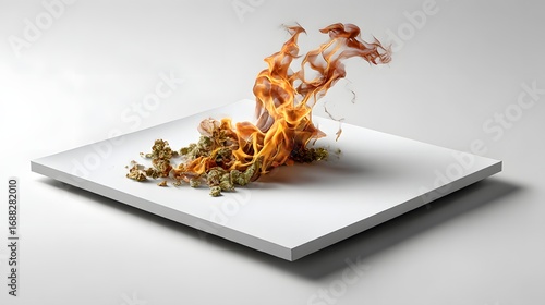 burning match on a white background