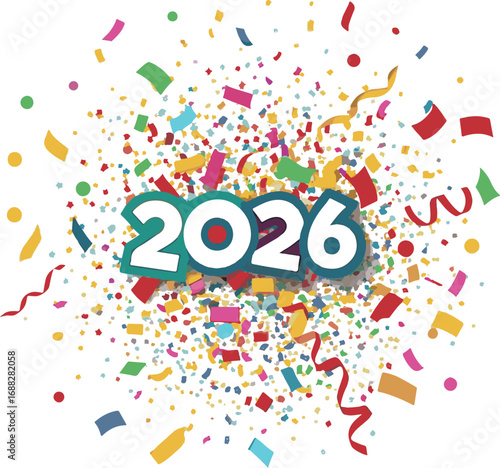 2026 Colorful Confetti Celebration with Party Streamers and Festive Vibes