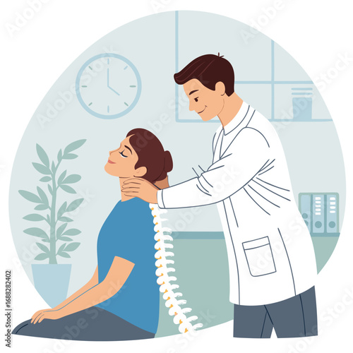 Professional Chiropractor Performing a Neck Adjustment on a Patient.