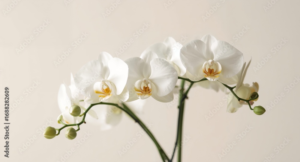 Obraz premium Delicate Blooms. A Study in White and Light, Featuring Subtle Yellow Accents.