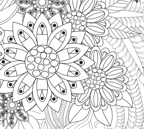 Black and white flower coloring pages for adults 